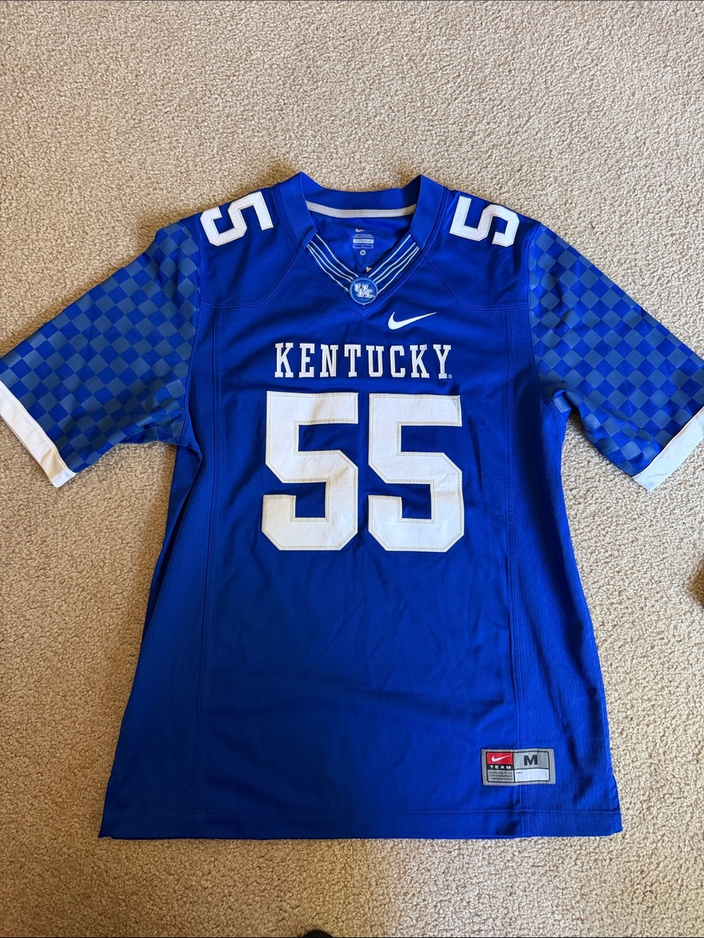 Nike Royal Blue Kentucky #55 Football Jersey with White Accents